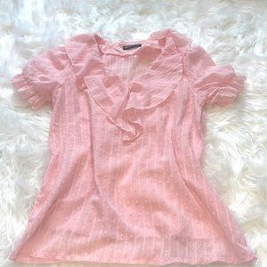 Shein pink short sleeve blouse with ruffled sleeve size S